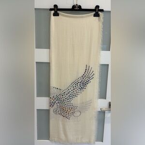 Jimmy Choo Multicolor Dot Eagle Graphic Scarf – Ivory (NWOT)